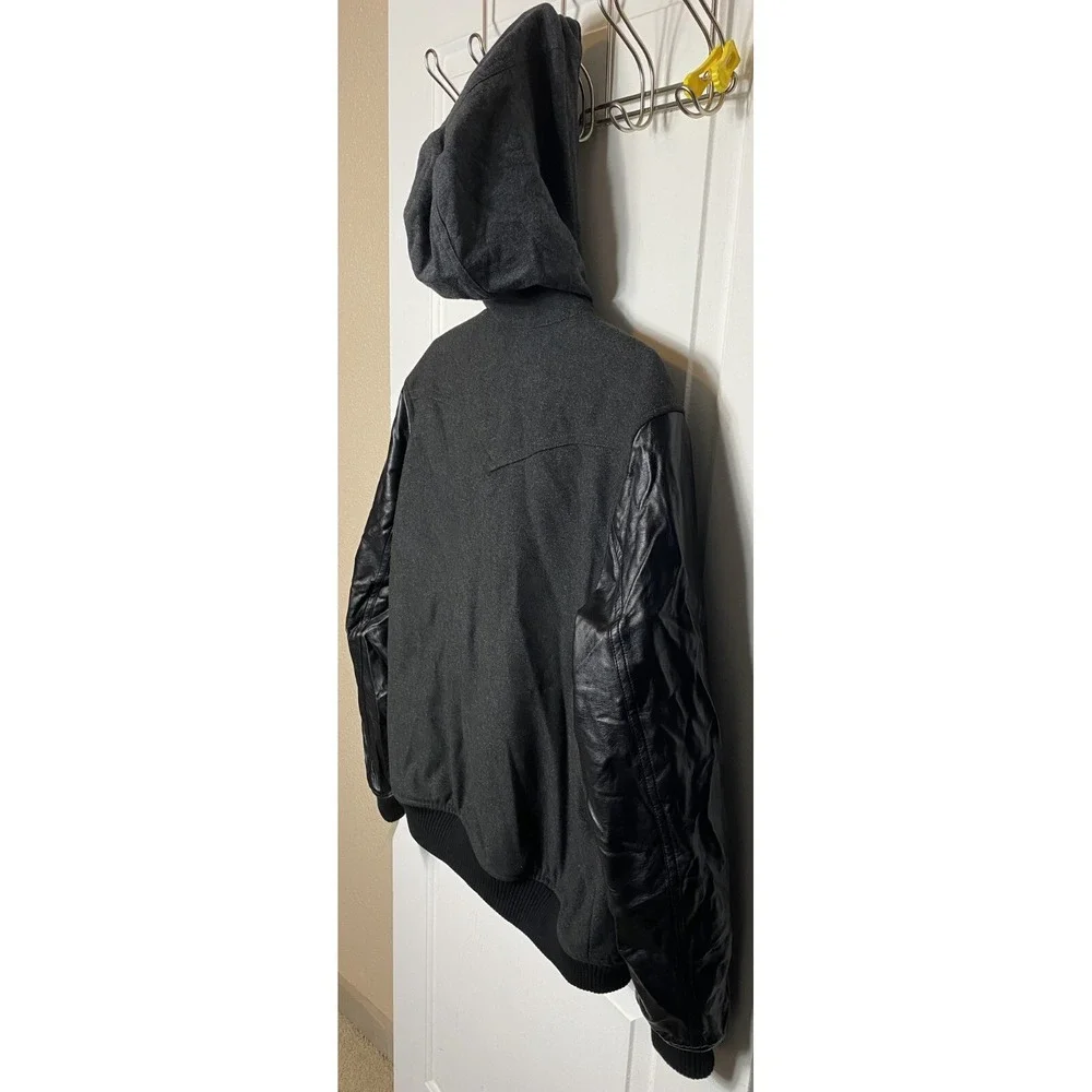 Levi's Charcoal/Black Wool Blend Jacket with Faux Leather Sleeves Mens Size L